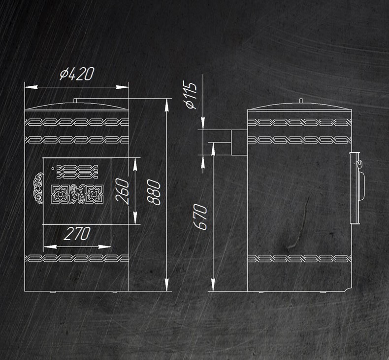 Печь для казана чертежи с размерами